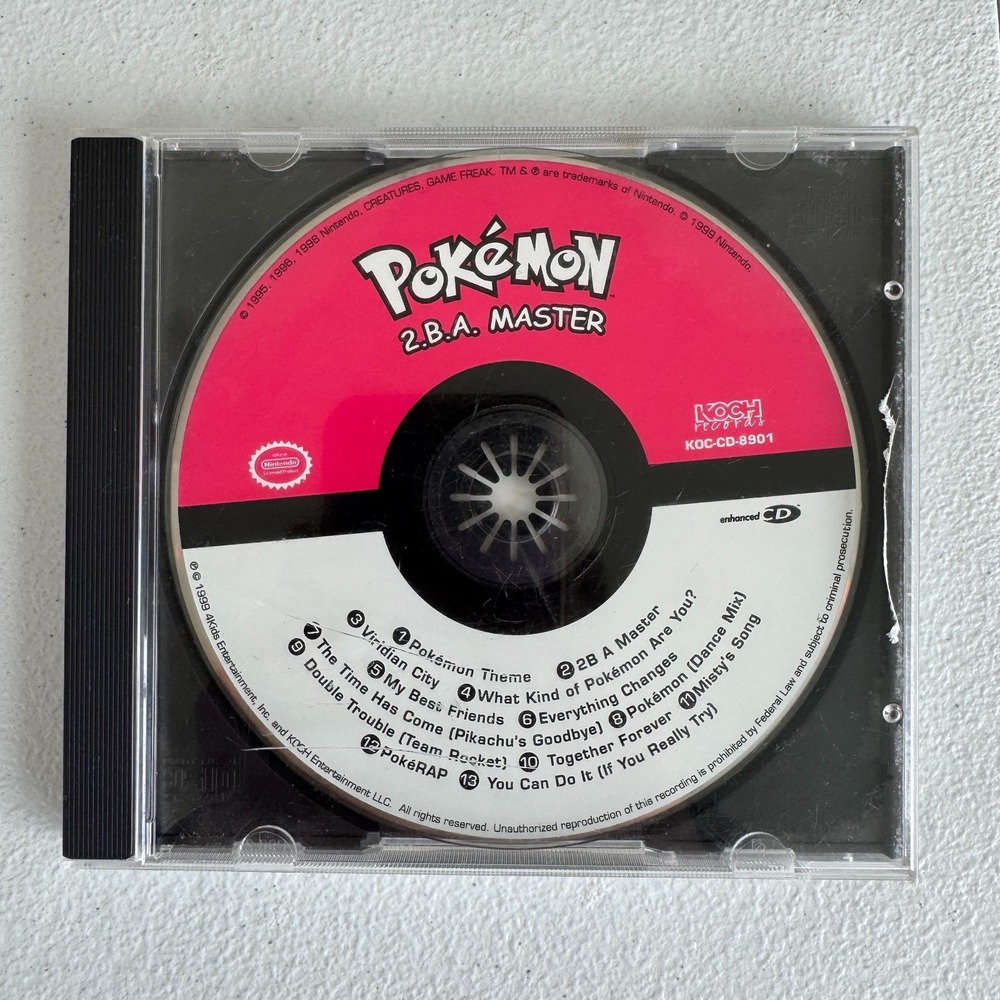 Pokemon 2.B.A. Master CD 1999 TV Soundtrack Pikachu Koch Records KOC-CD-8901